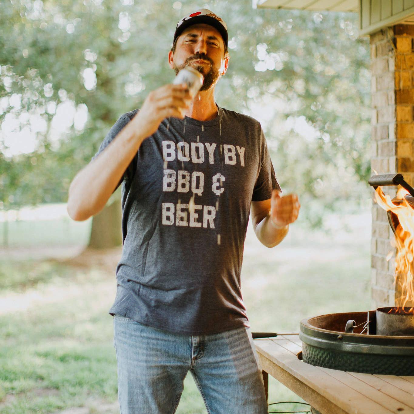 Body By BBQ and Beer Men's Shirt, Father's Day Tee, Funny: 4X-Large