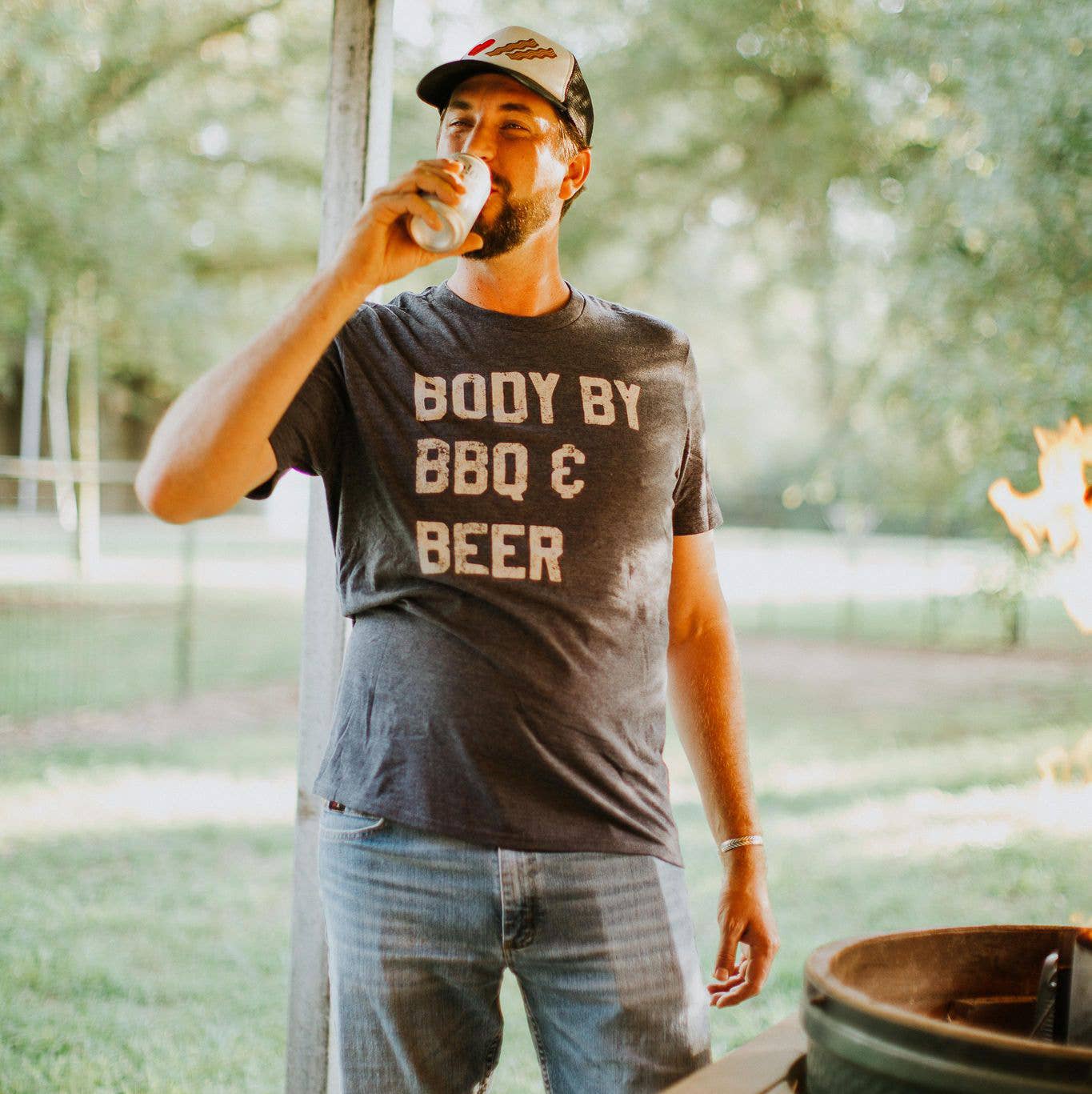 Body By BBQ and Beer Men's Shirt, Father's Day Tee, Funny: 4X-Large
