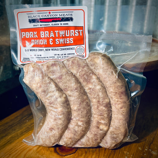 Pork Bratwurst, Onion & Swiss