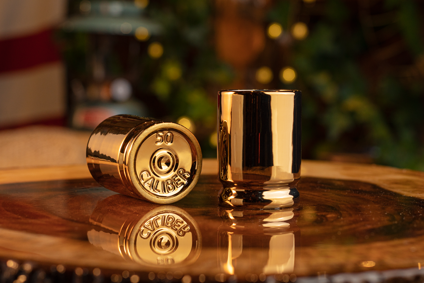 50 Caliber Brass Ceramic Shot Glasses - Set of 2