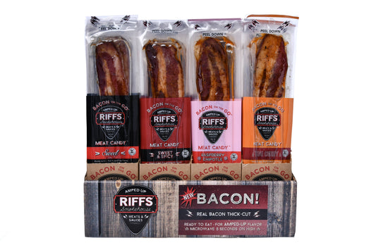 Display Box, Riffs Bacon on the Go, Incudes 4 Flavors, 48ct